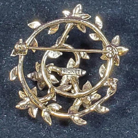 VERY PRETTY Vintage Monet Rhinestone Flower Spiral Brooch/Pin - Picture 6 of 6